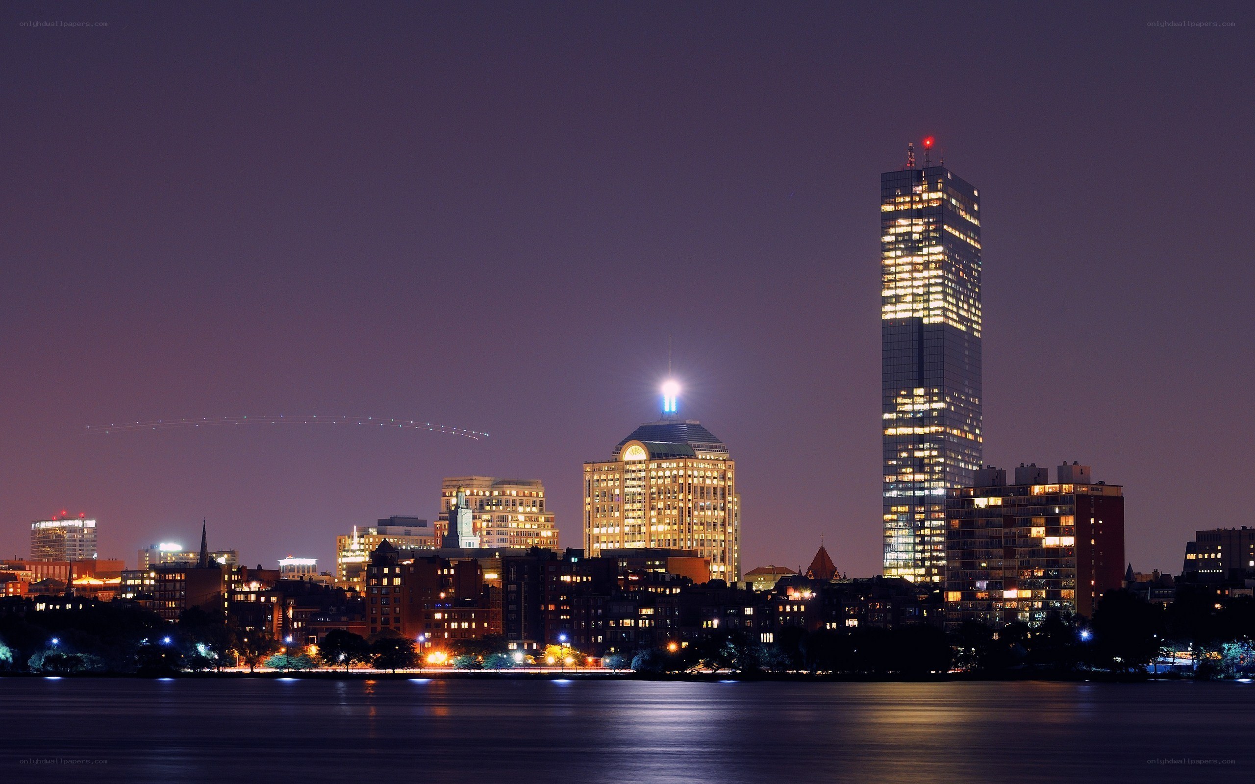Boston skyline at night