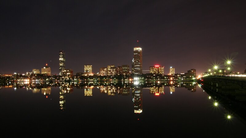 Boston skyline at night