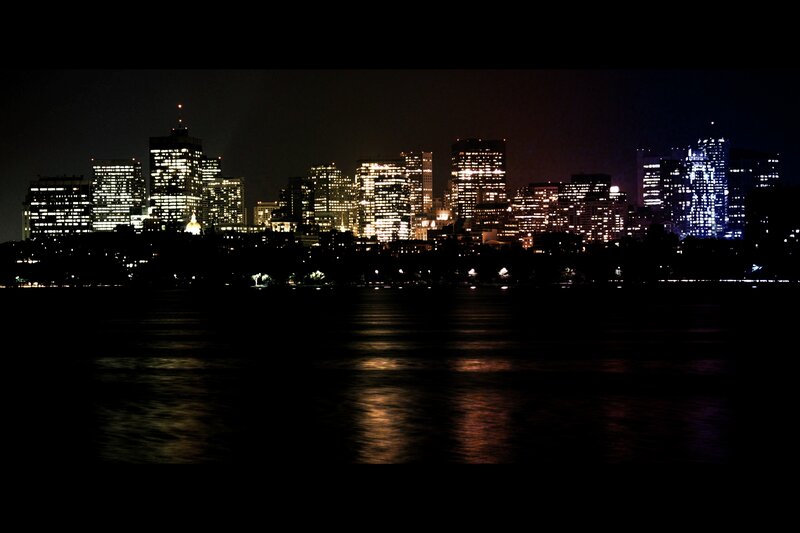 Boston skyline at night