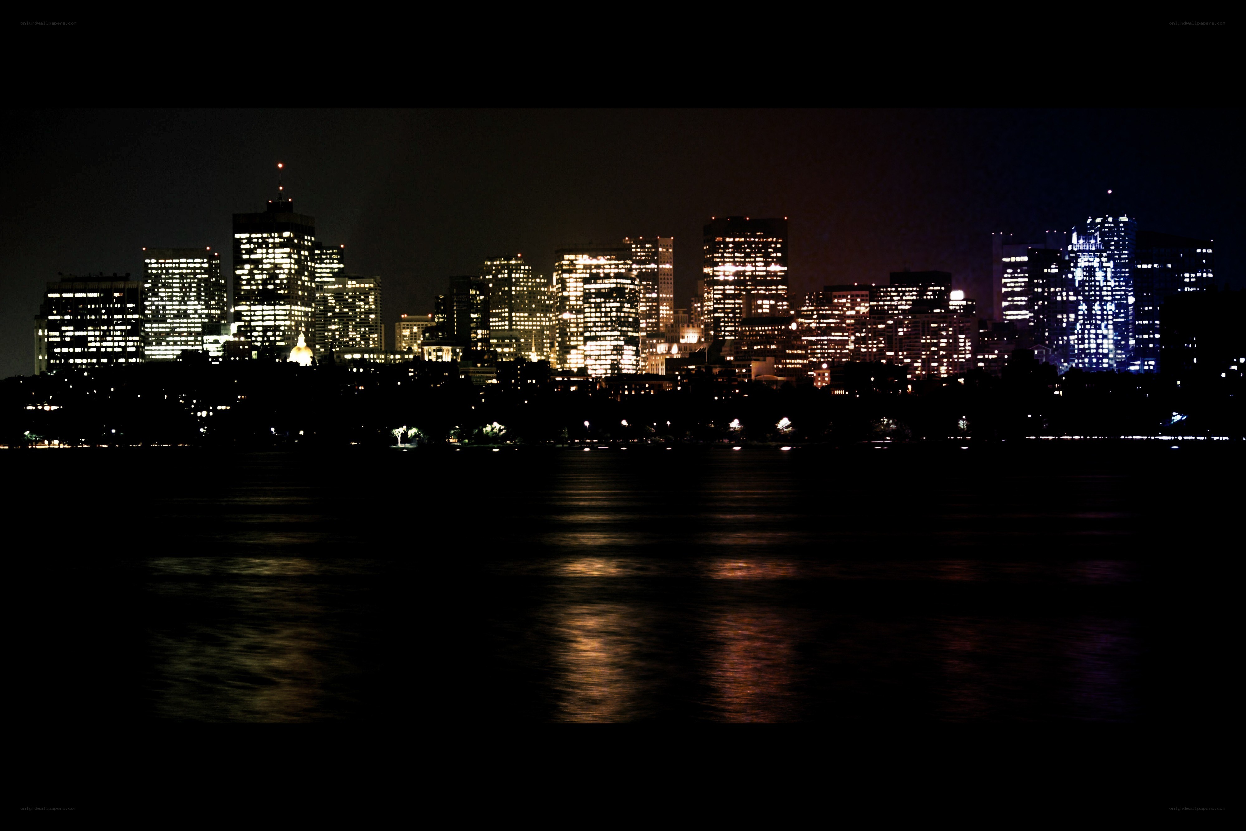 Boston skyline at night