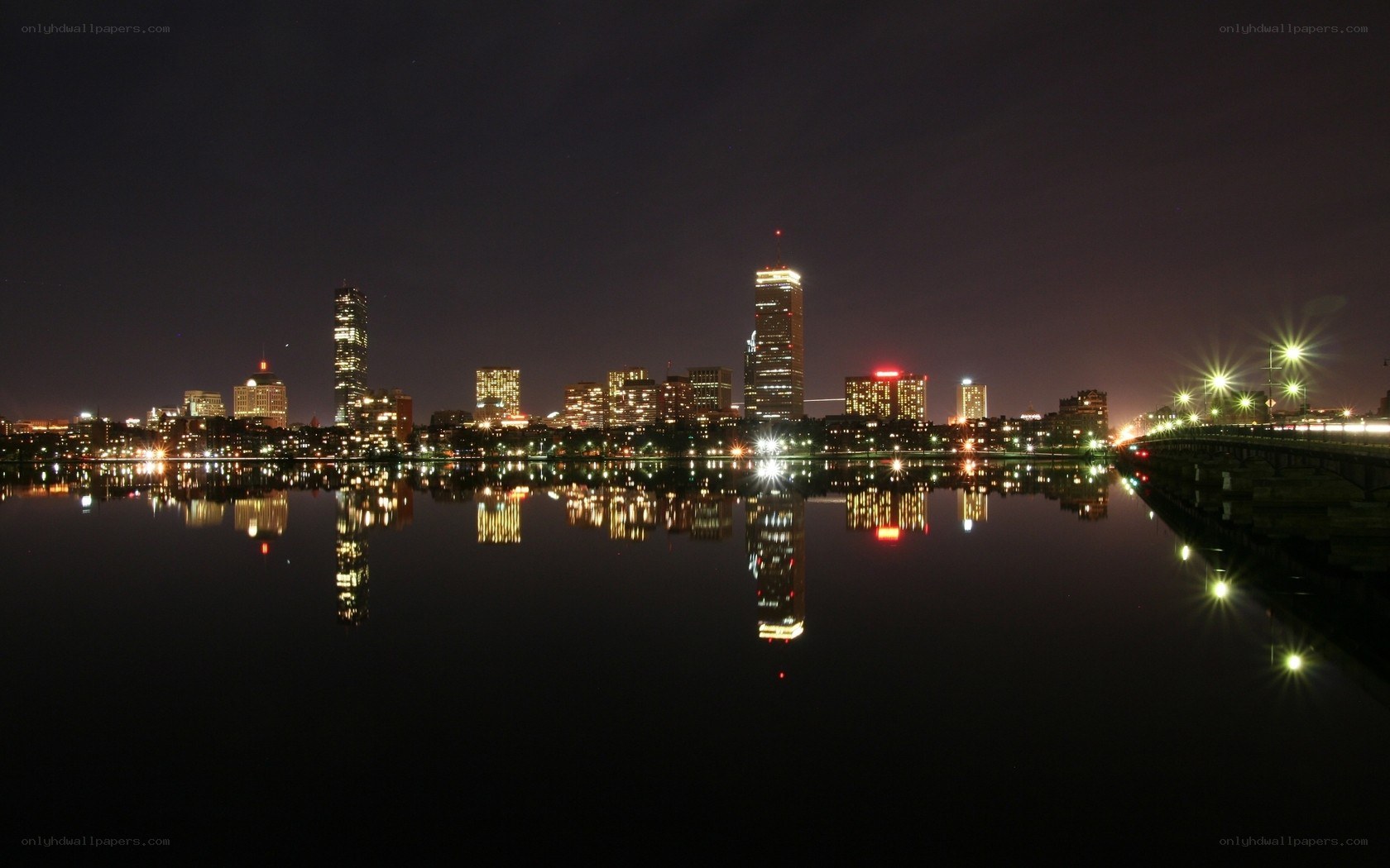 Boston skyline at night