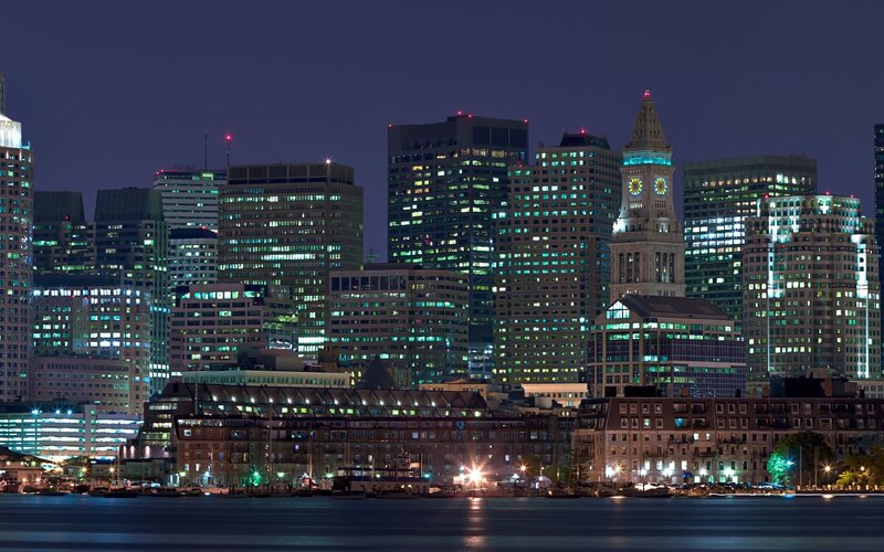 Boston skyline at night