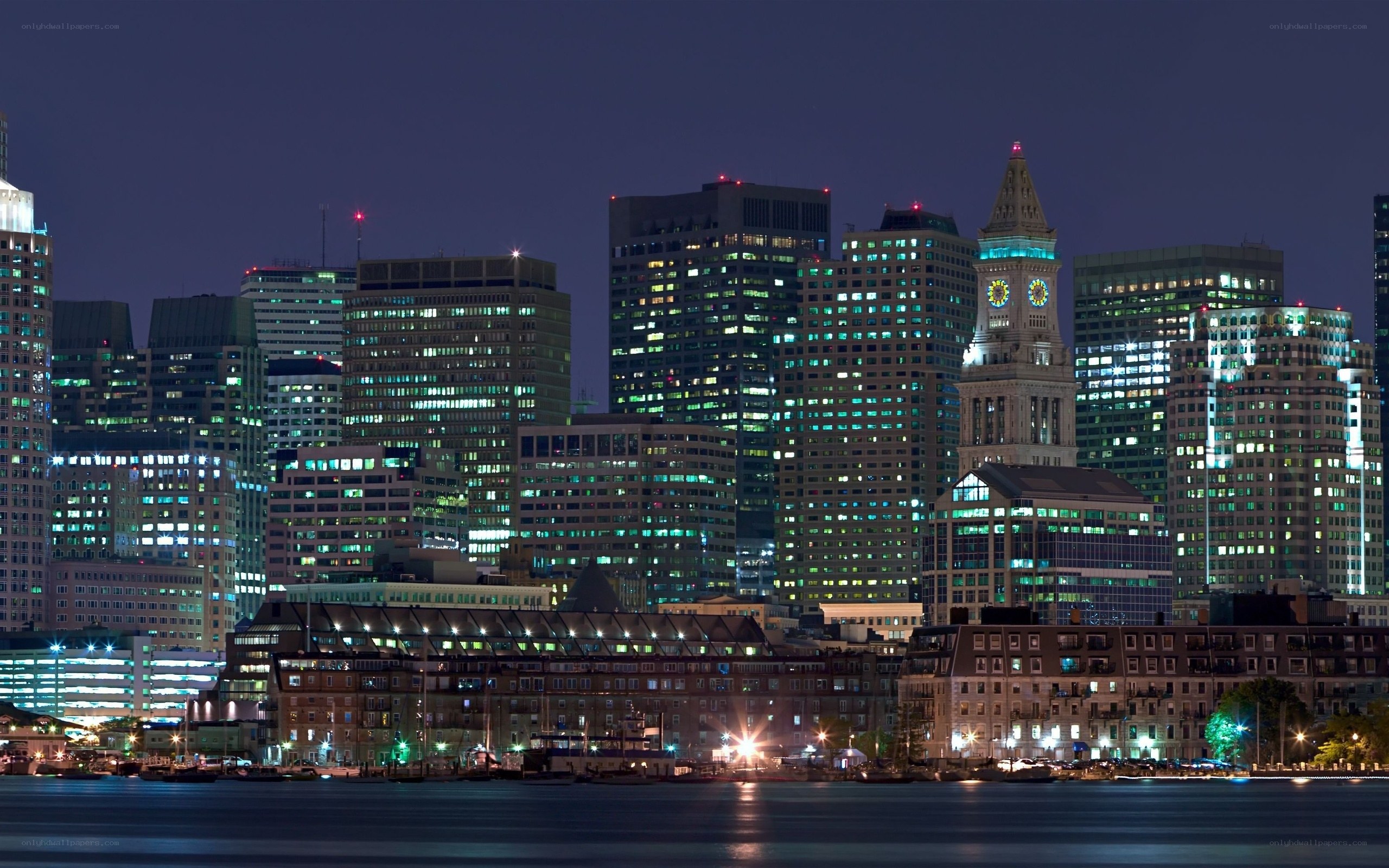 Boston skyline at night