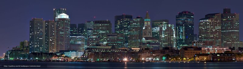 Boston Skyline at Night — Blue, Calm