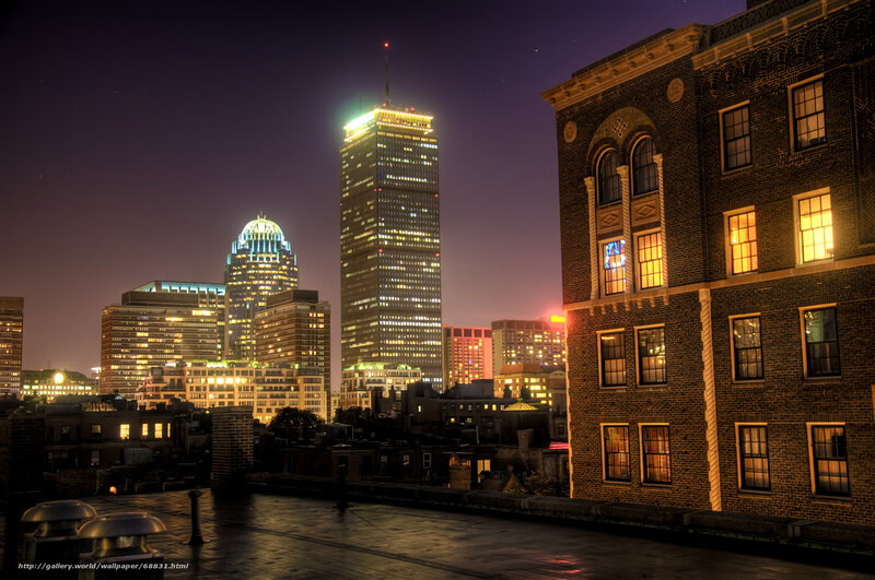 Boston skyline at night