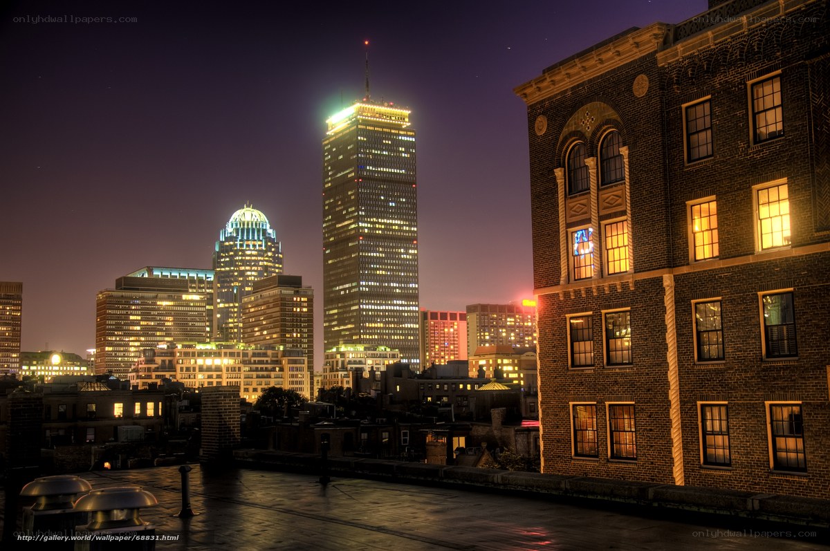 Boston skyline at night