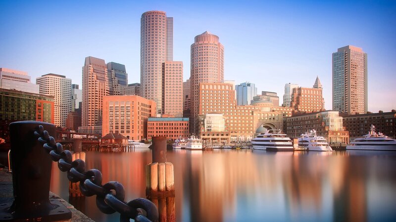 Boston skyline at sunrise