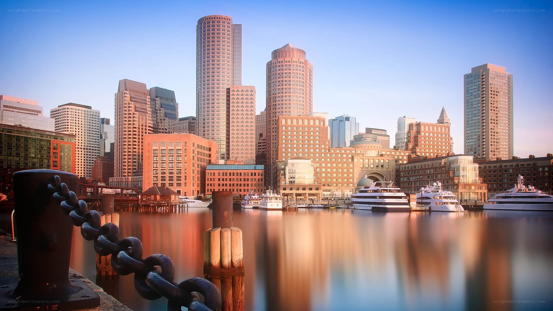 Boston skyline at sunrise