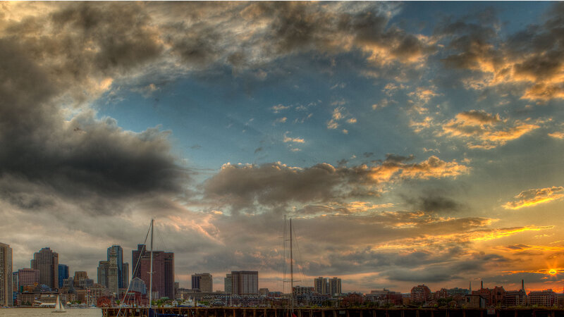 Boston Skyline at Sunset — Blue