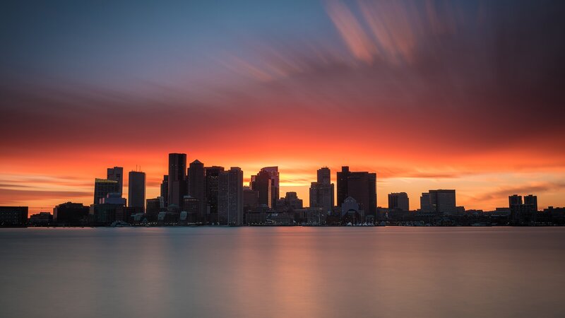 Boston Skyline at Sunset — Orange