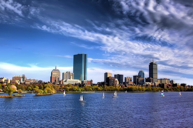 Boston Skyline — Blue, Dramatic