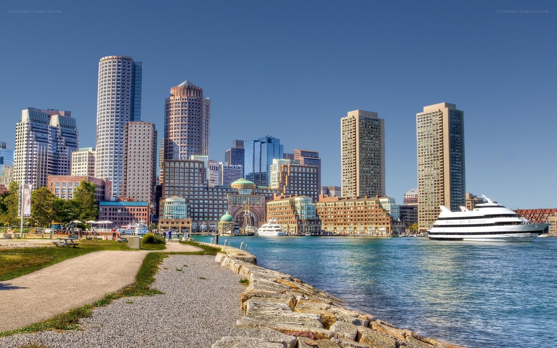 Boston skyline by the harbor