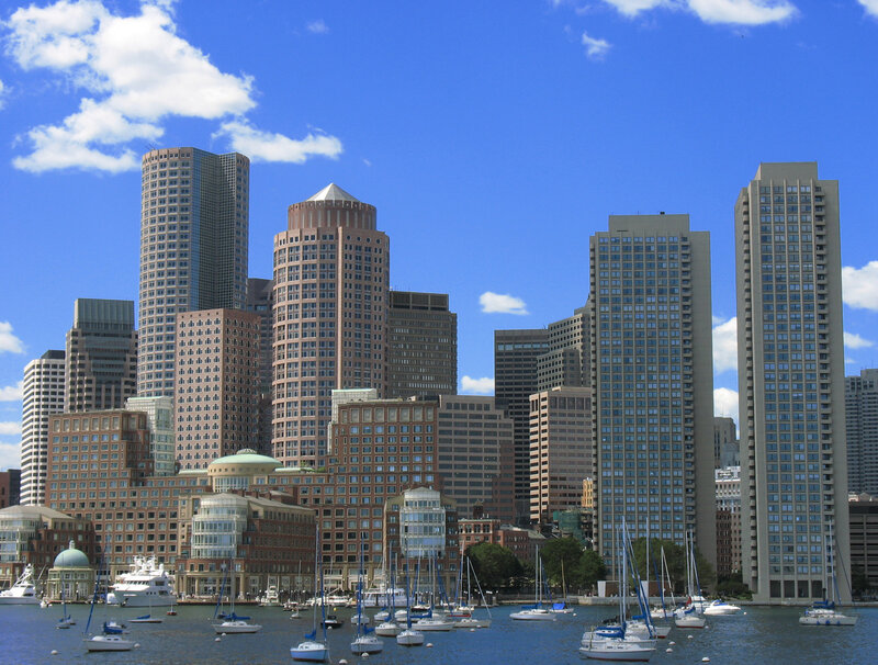 Boston skyline with boats