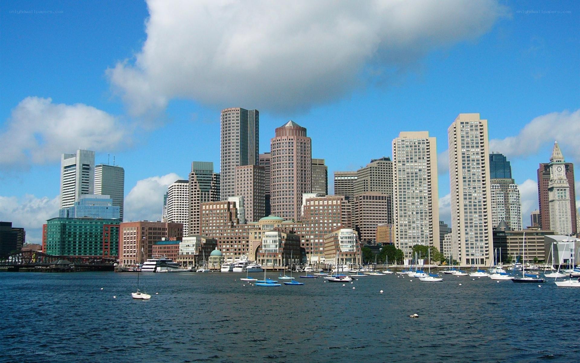 Boston skyline with harbor