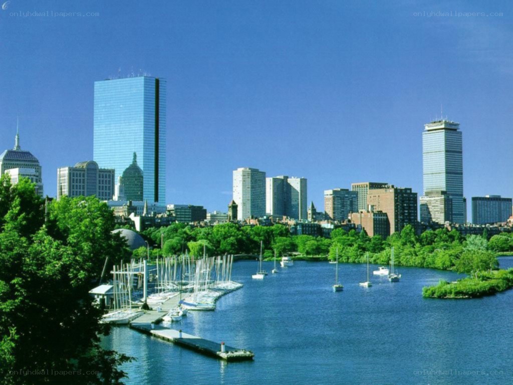 Boston skyline with harbor