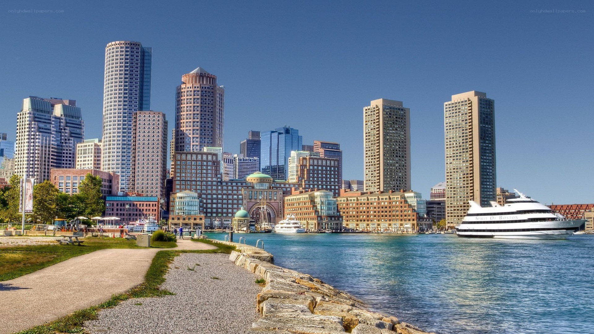Boston skyline with harbor view