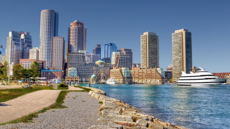 Boston skyline with harbor view