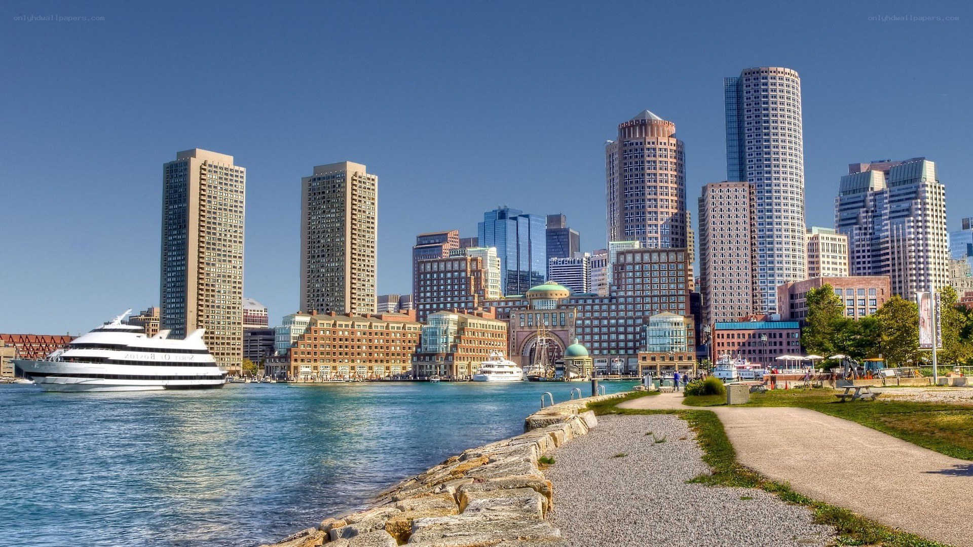 Boston skyline with harbor view