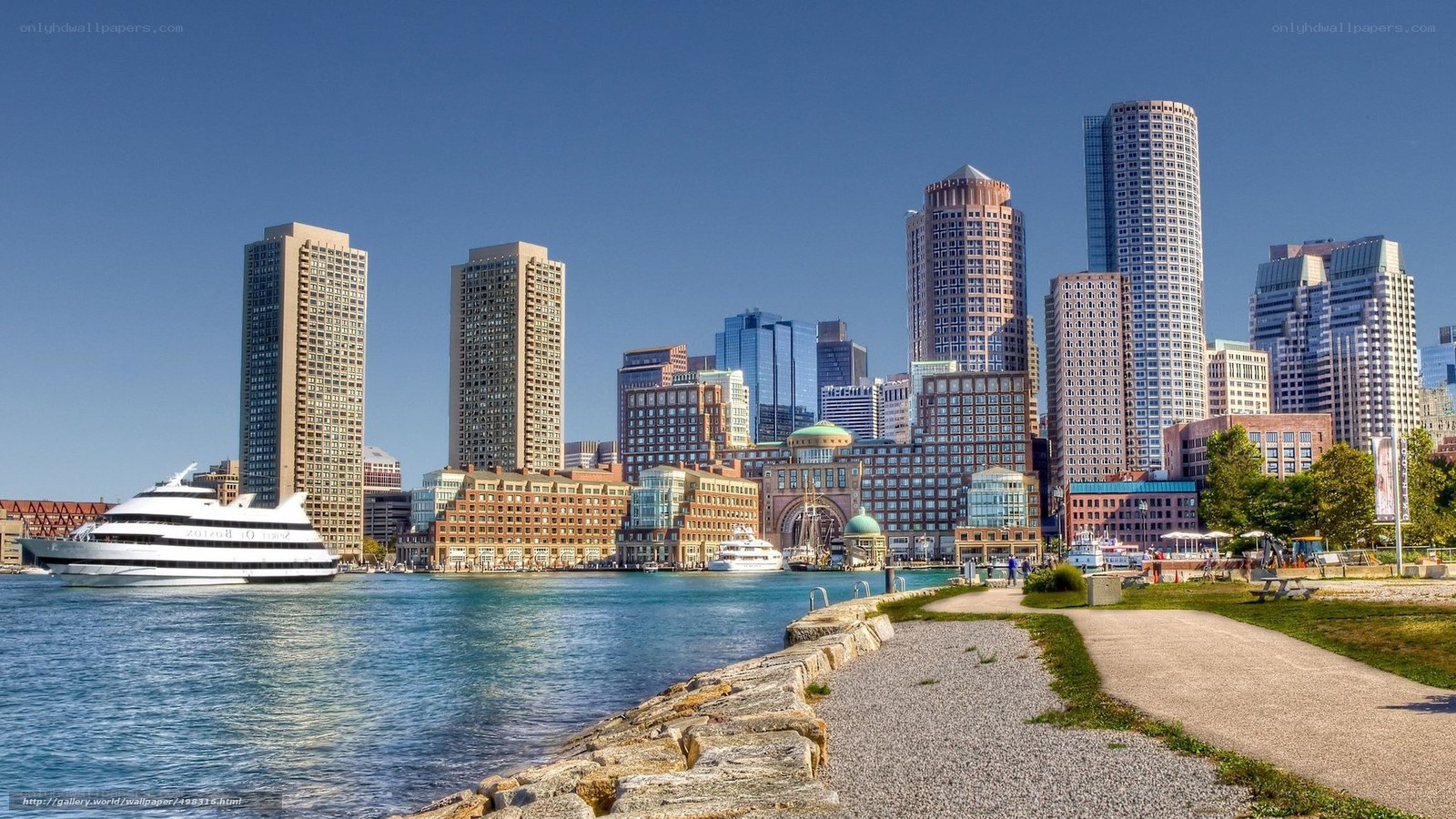 Boston skyline with harbor view