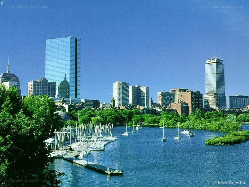 Boston skyline with harbor