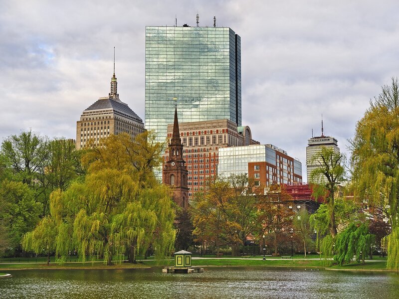 Boston Skyline with Pond