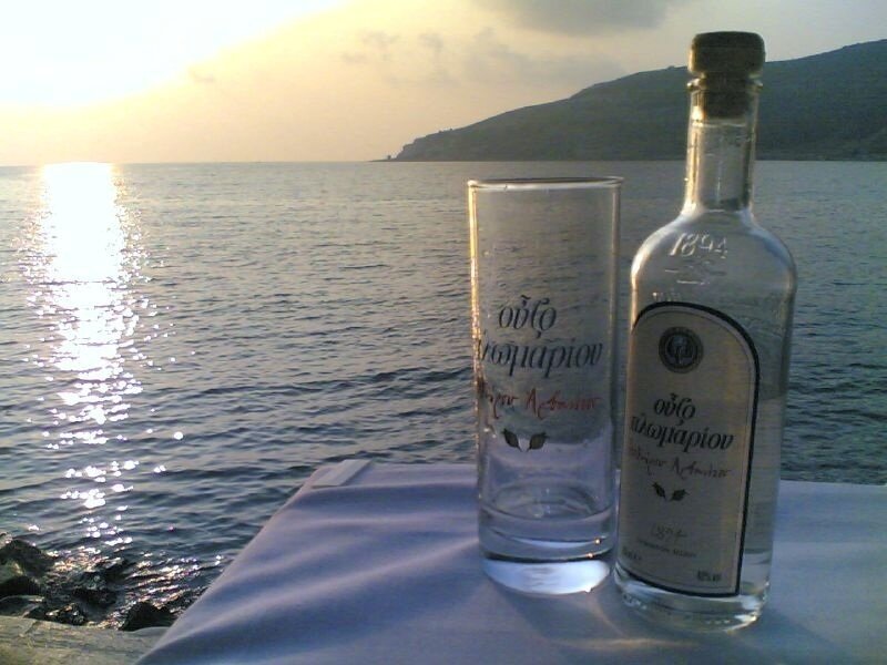 Bottle and Glass on Table