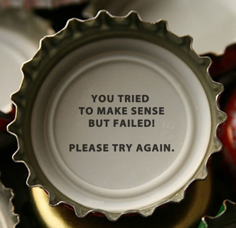 bottle cap with error message