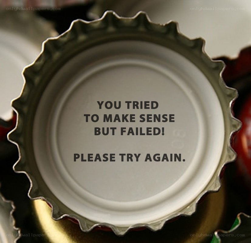 bottle cap with error message