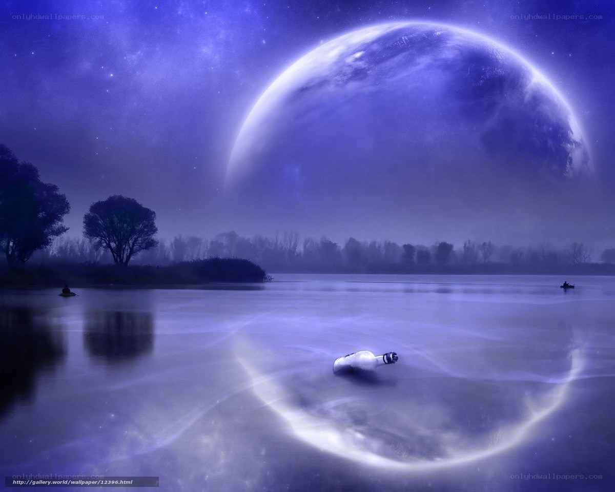 Bottle in a dreamy lake