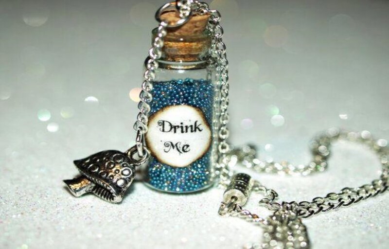 Bottle Necklace with Mushroom Charm