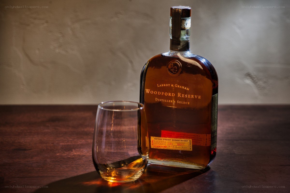 Bottle of bourbon and glass