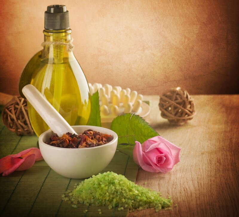 Bottle of Oil with Herbs
