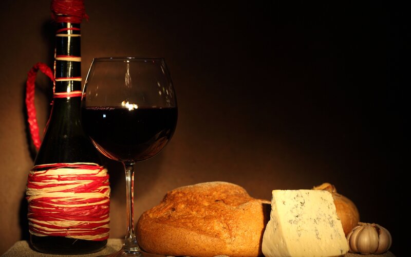 Bottle of Red Wine — Brown, Dramatic, Night
