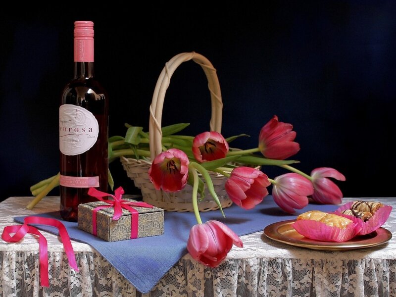 Bottle of Rosé Wine — Pink