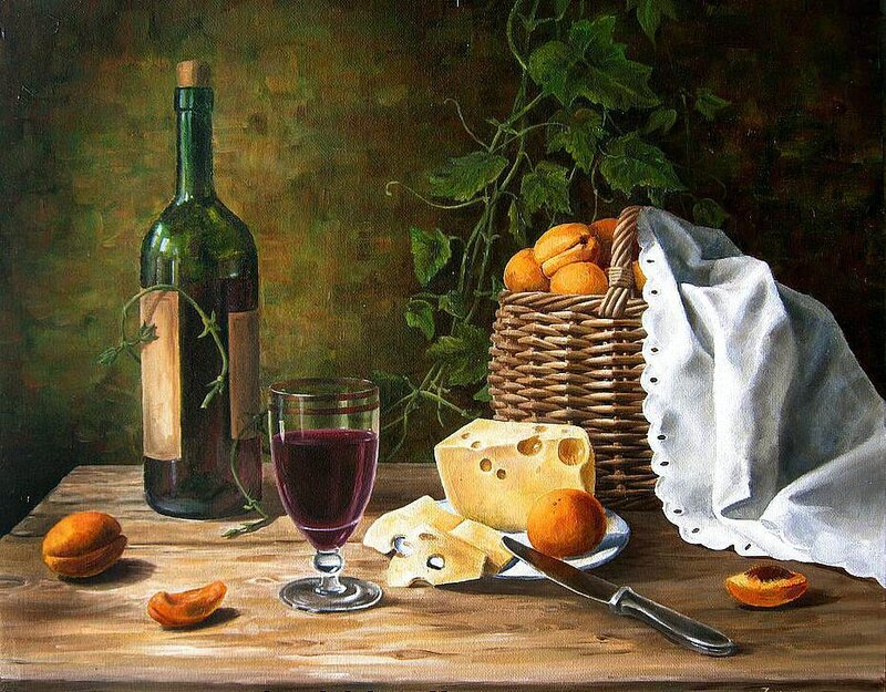 Bottle of Wine and Cheese