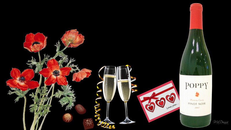 Bottle of Wine and Flowers