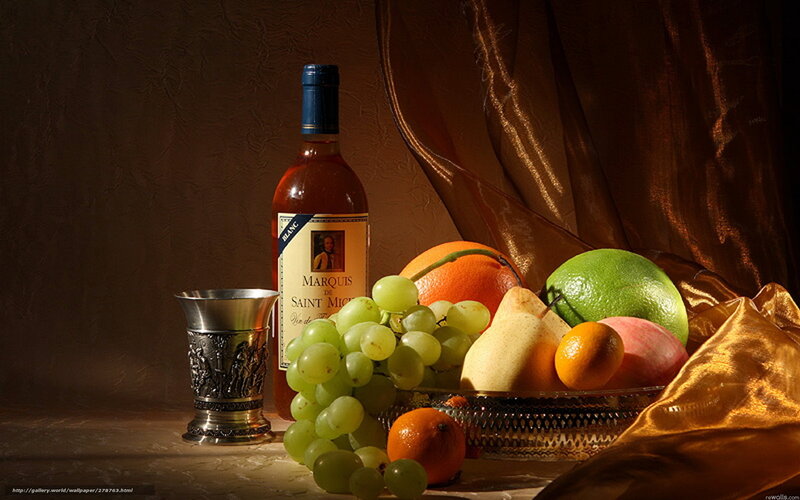 Bottle of Wine with Fruit