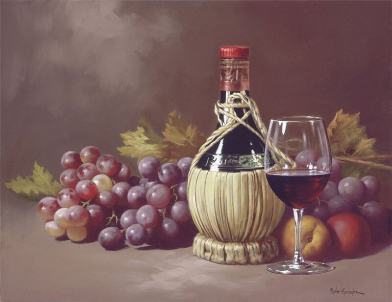 Bottle of Wine with Grapes