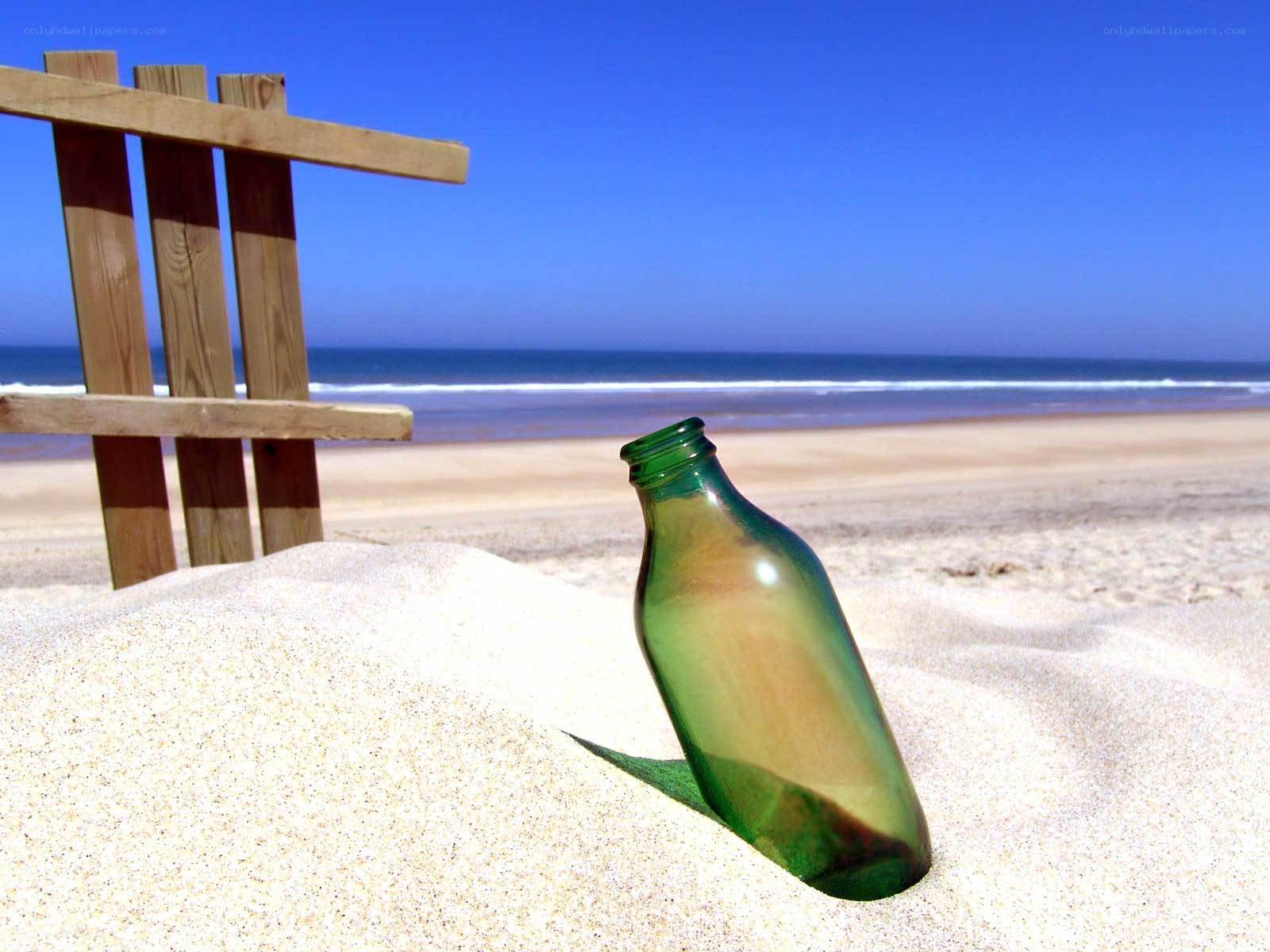 Bottle on a sunny beach