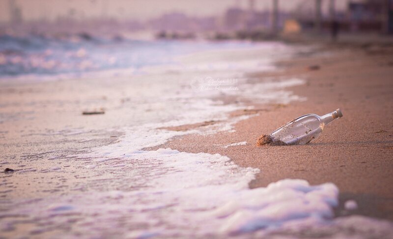 Bottle on Beach — Pink
