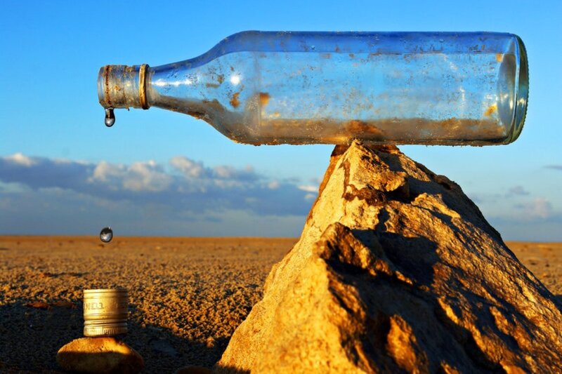 Bottle on Rock