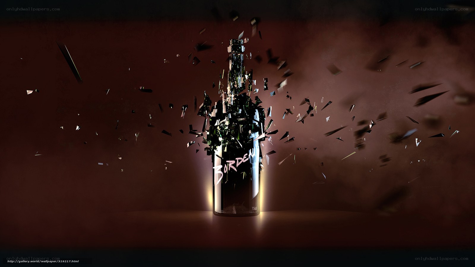 Bottle shattering in dark room