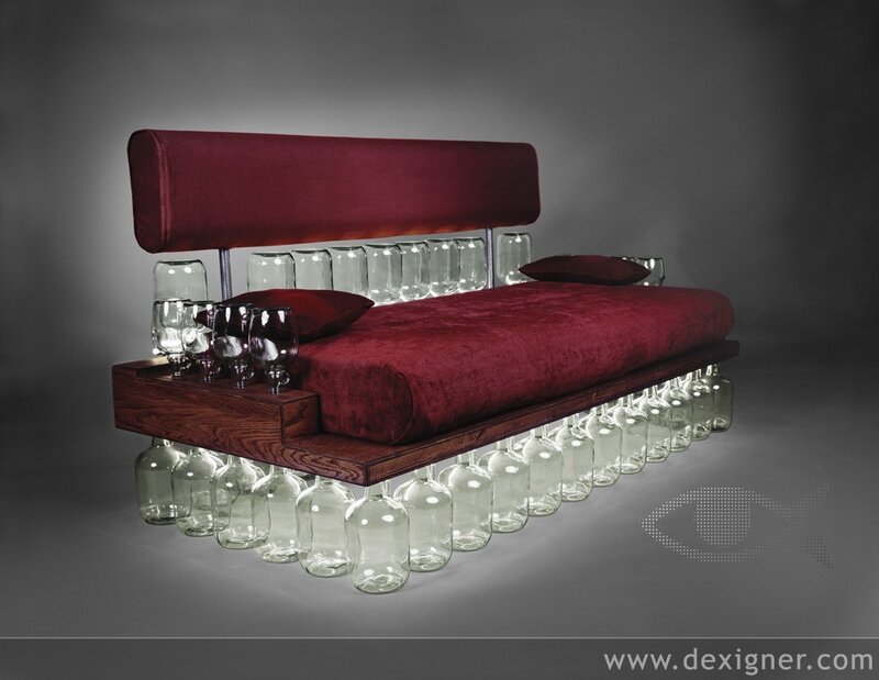 Bottle-supported sofa design