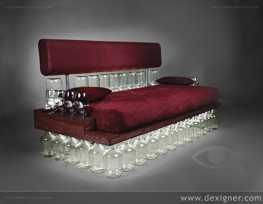 Bottle-supported sofa design