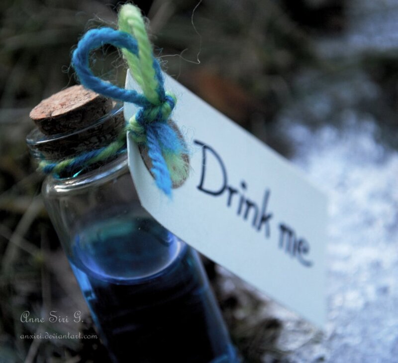 Bottle with Drink Me Tag