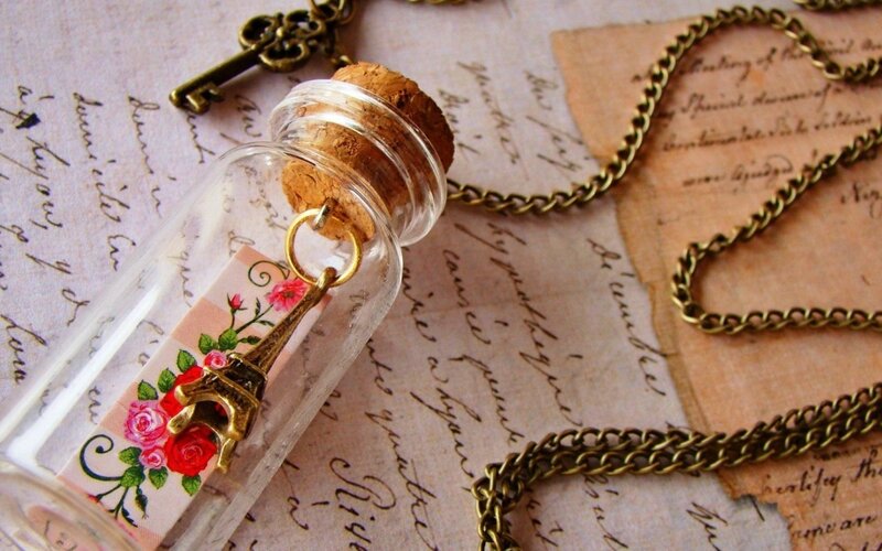 Bottle with Eiffel Tower Charm