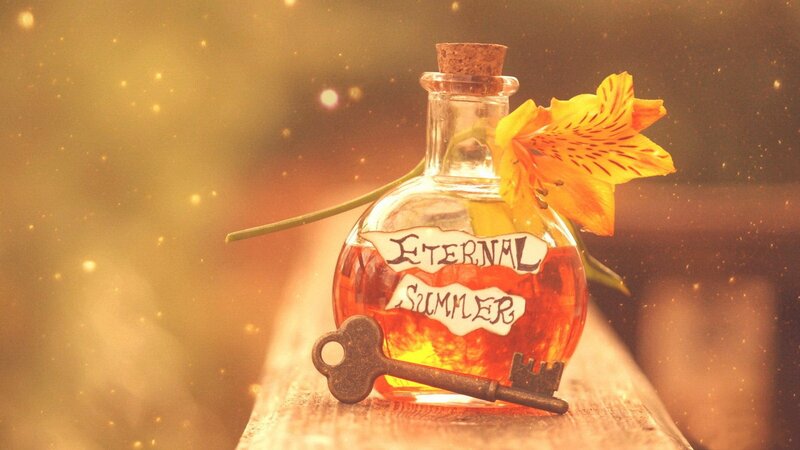 Bottle with Flower and Key