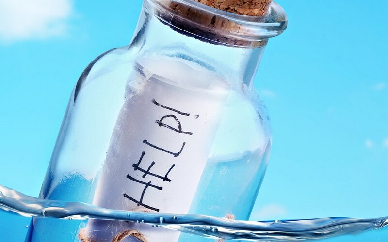 Bottle with Help Message — Blue, Calm
