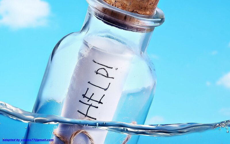 Bottle with Help Message — Blue