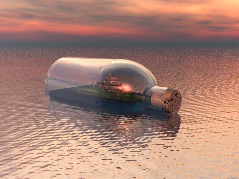 Bottle with Island Inside